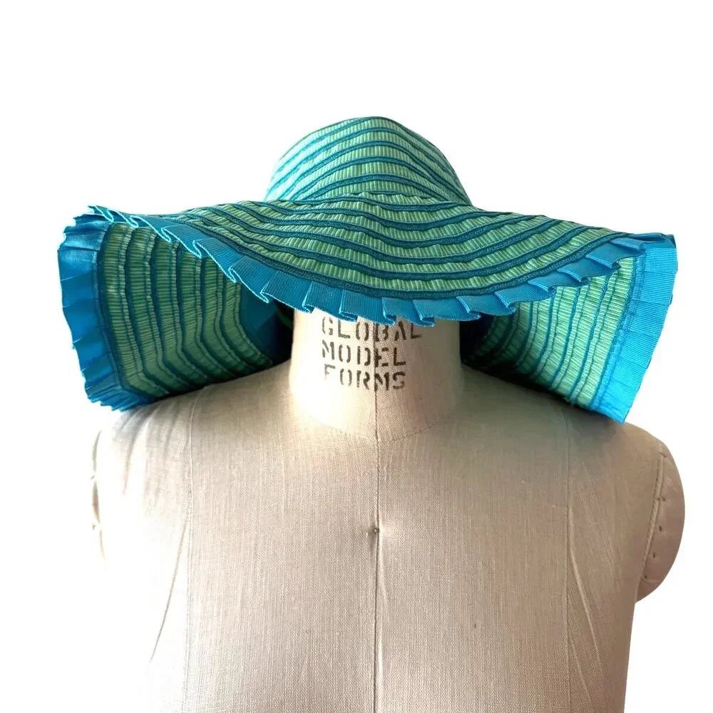Betmar Espanola Way Ribbon Sun Hat in Turquoise and Green Packable